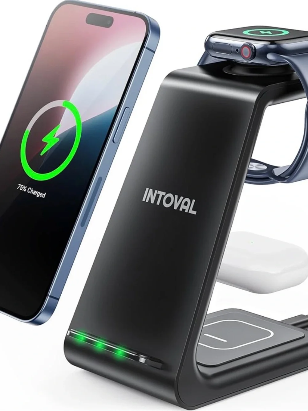 INTOVAL 3-in-1 Wireless Charging Stand - Black